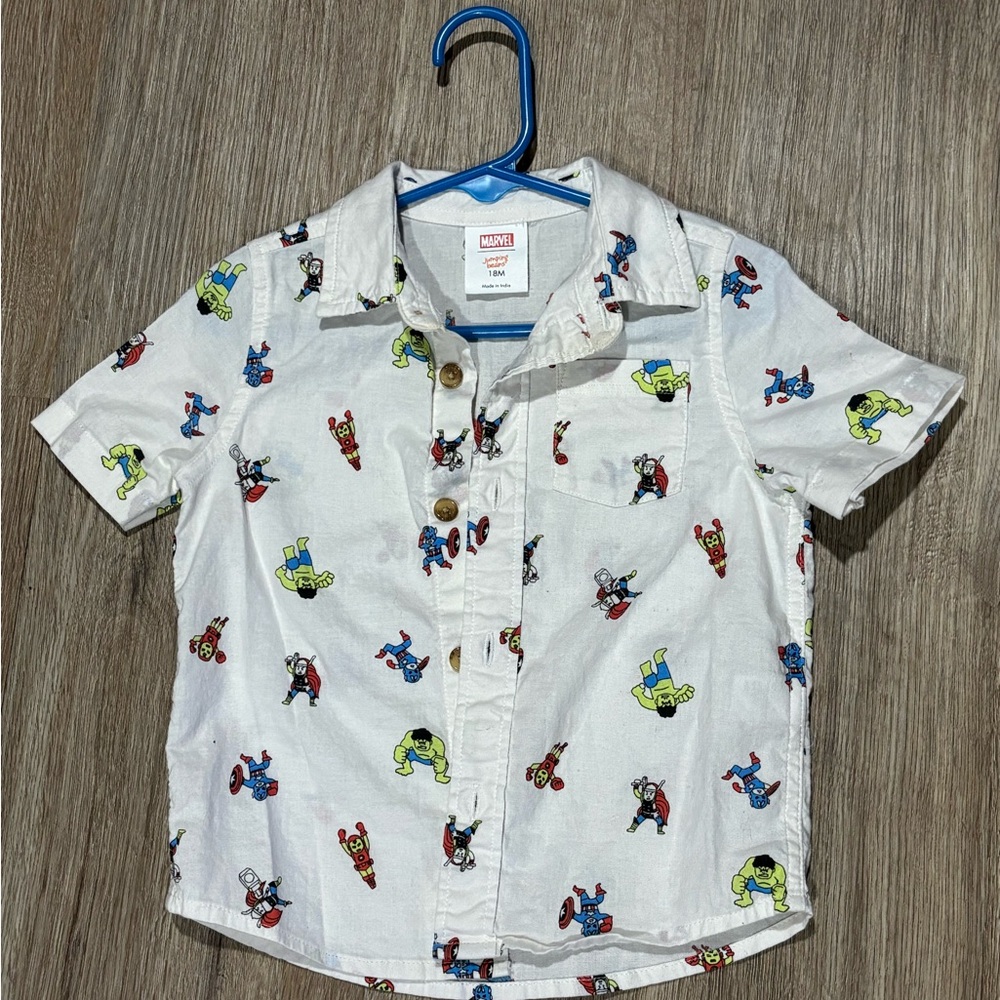 Marvel Kids White Shirt with Superhero Pattern